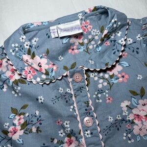 Rachel Riley London Floral Button Up Dress Girls Size 10 Peter Pan Collar Blue
